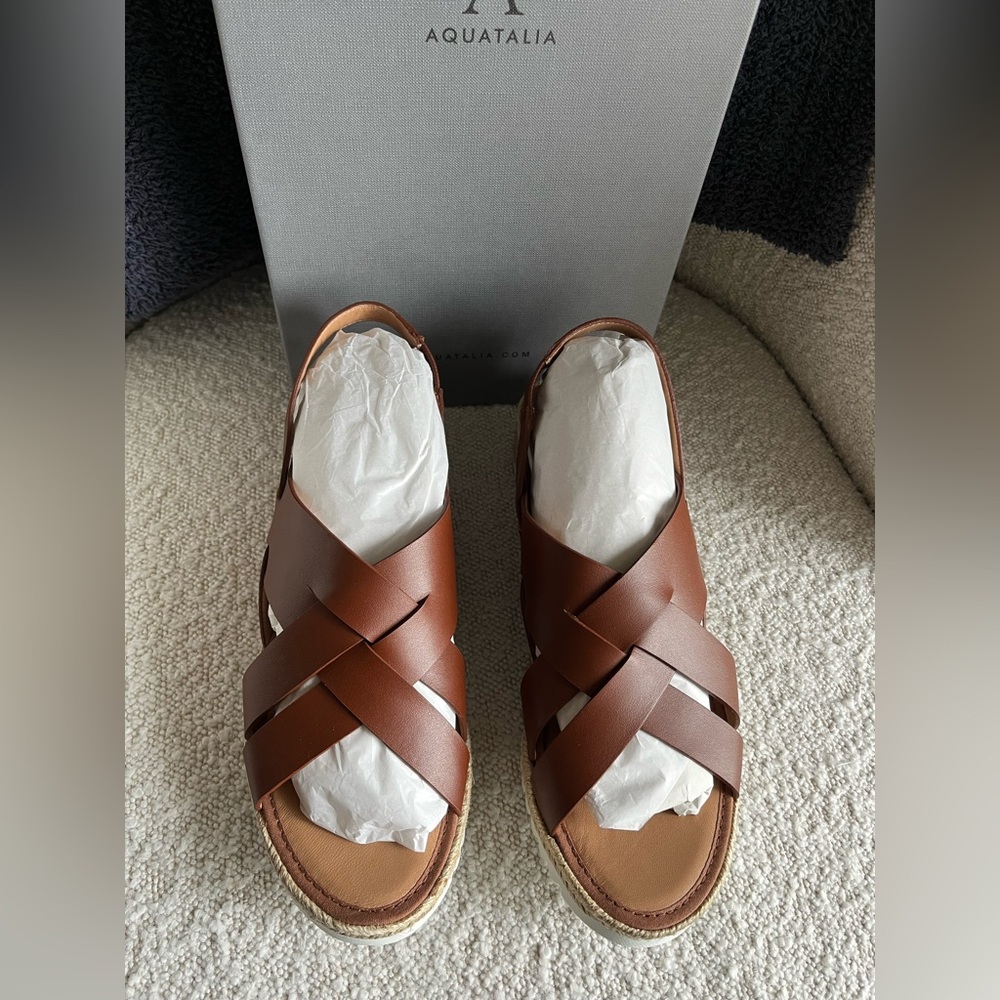 NWT Aquatalia Leather Amaya espadrille sandals~ size 10M - Picture 5 of 11